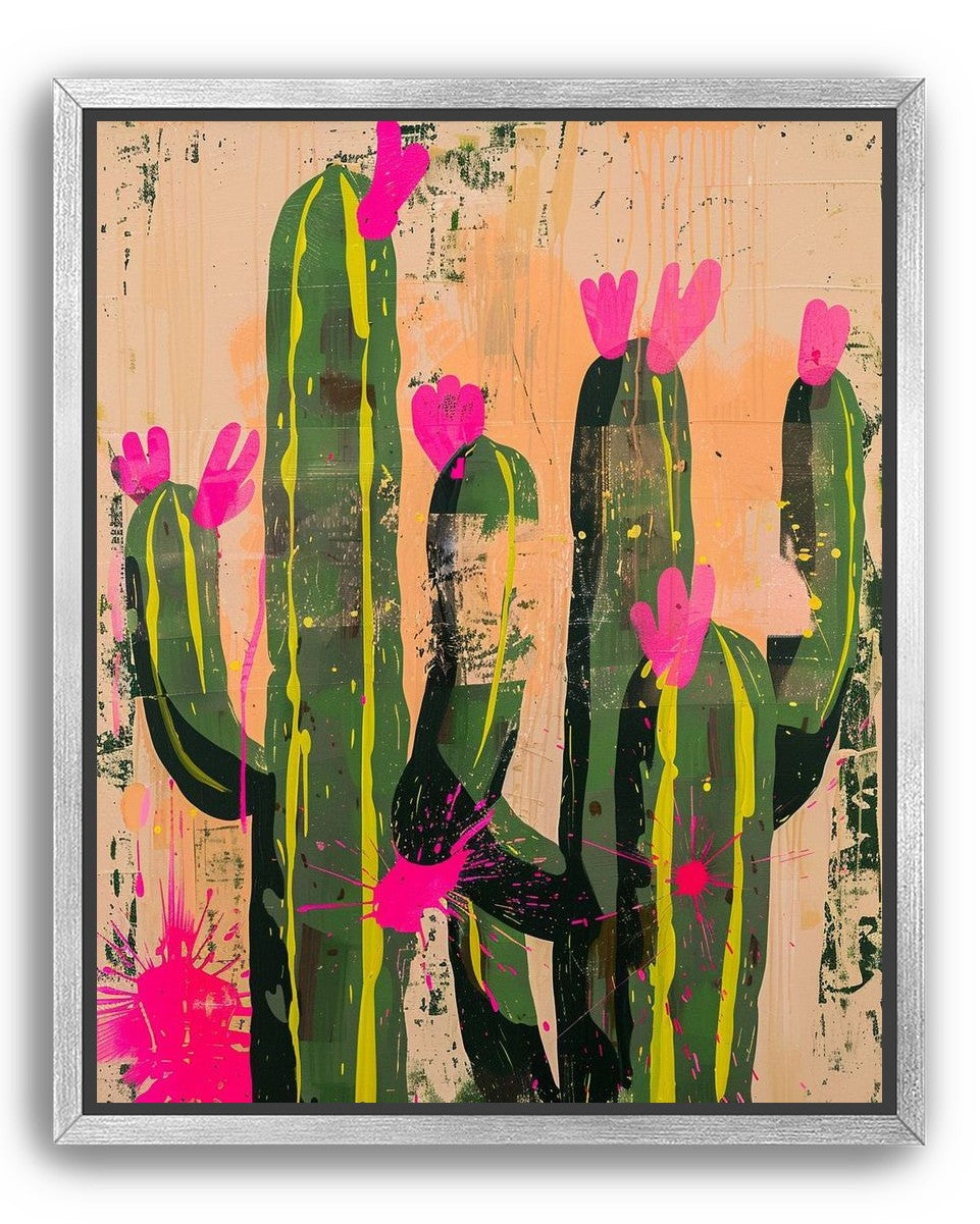 Pink blooms on cacti