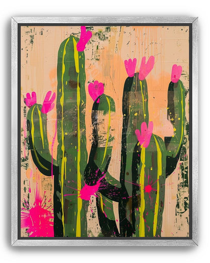 Pink blooms on cacti