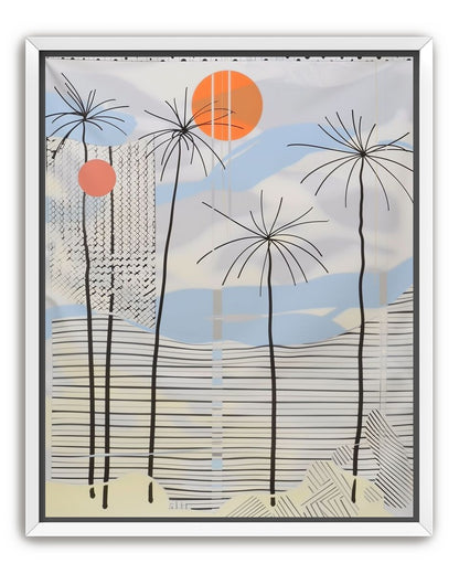 Two suns over striped hills