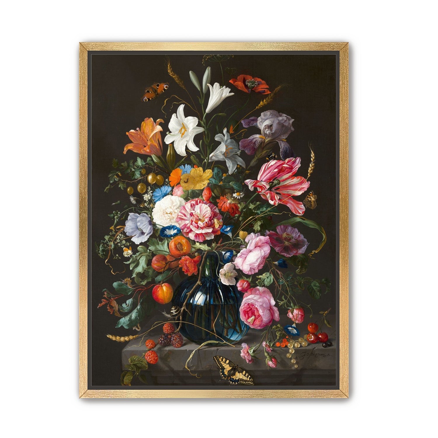 Butterflies over the blue vase