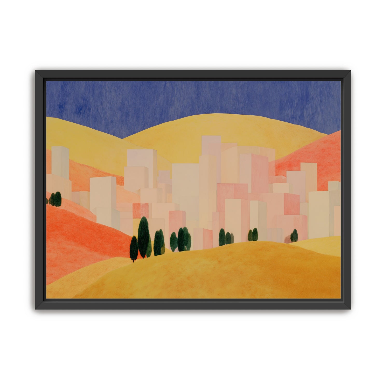 Blue sky over peach city