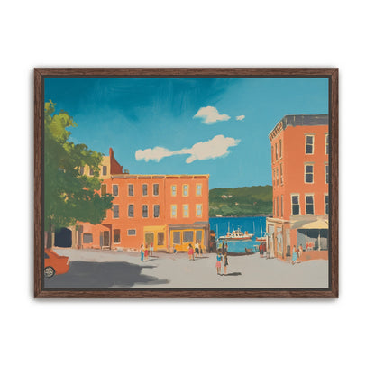 Sunlit street to the harbor