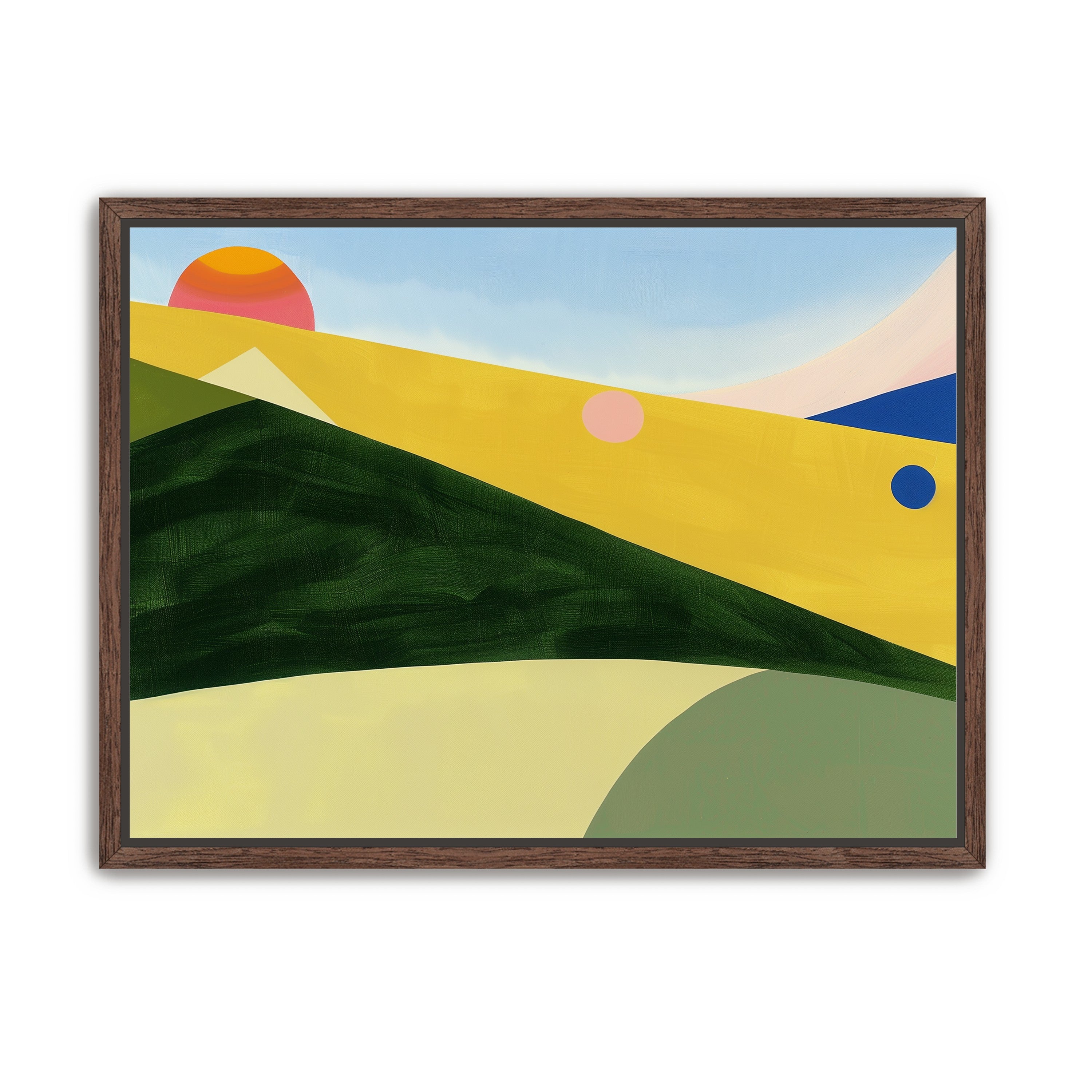 Three suns over rolling hills