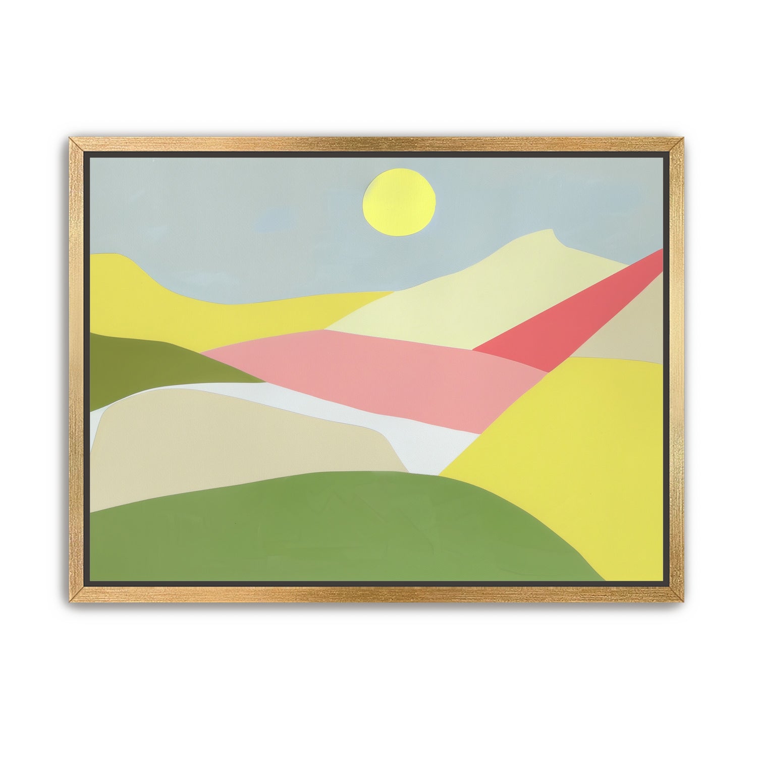 Yellow sun over red fields
