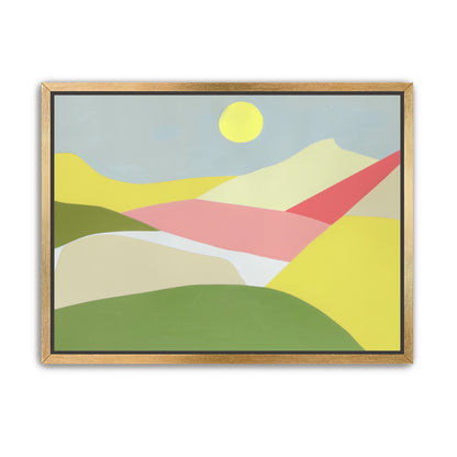 Yellow sun over red fields