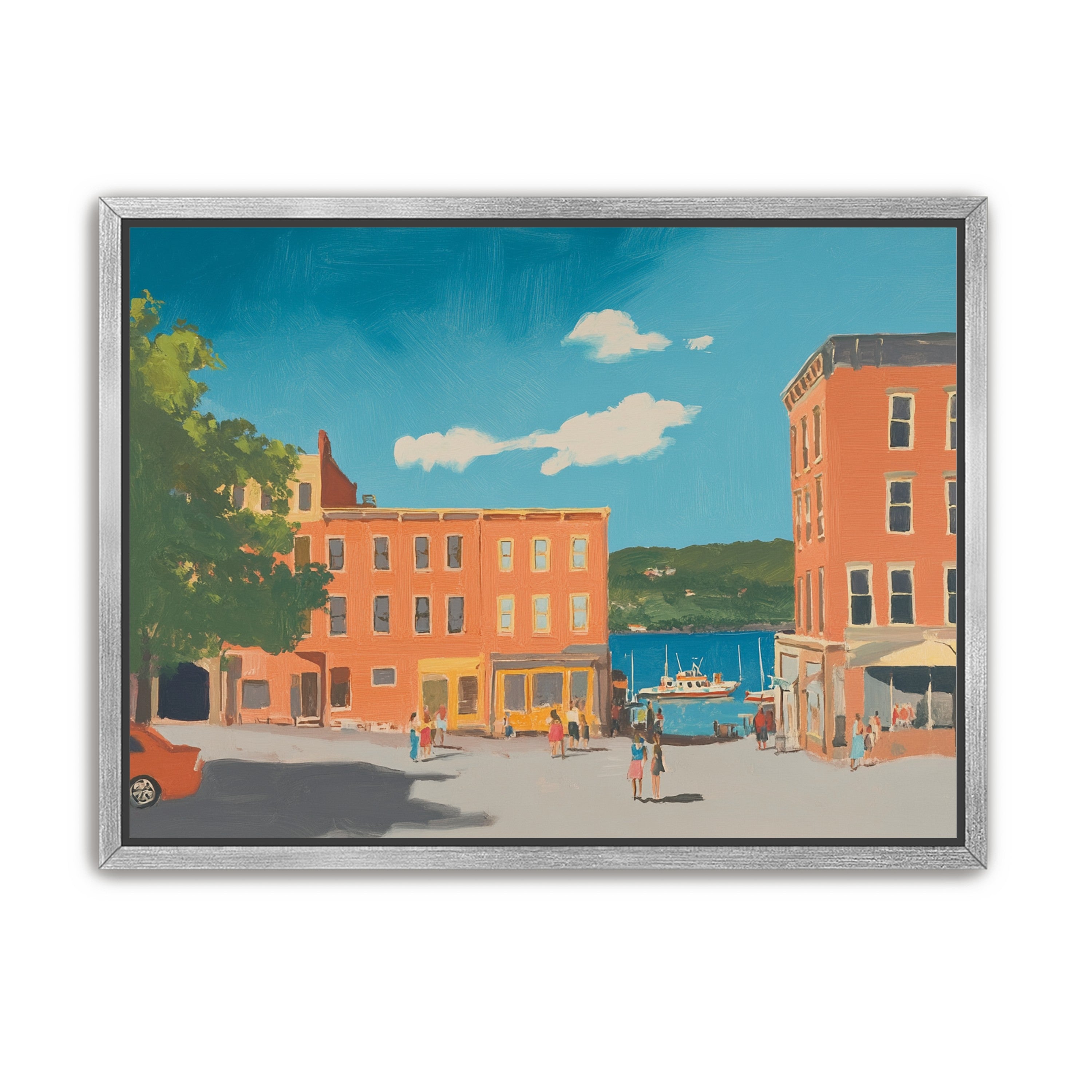 Sunlit street to the harbor