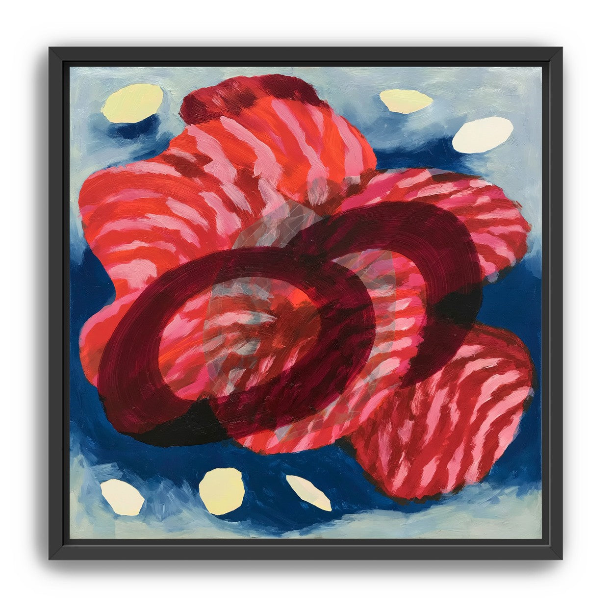 Red stripes pressing through blue