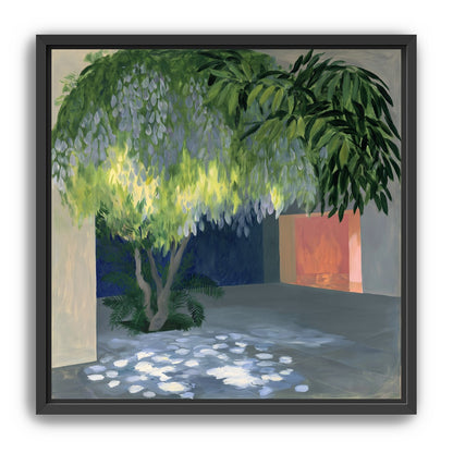 Spotted light under blossoms