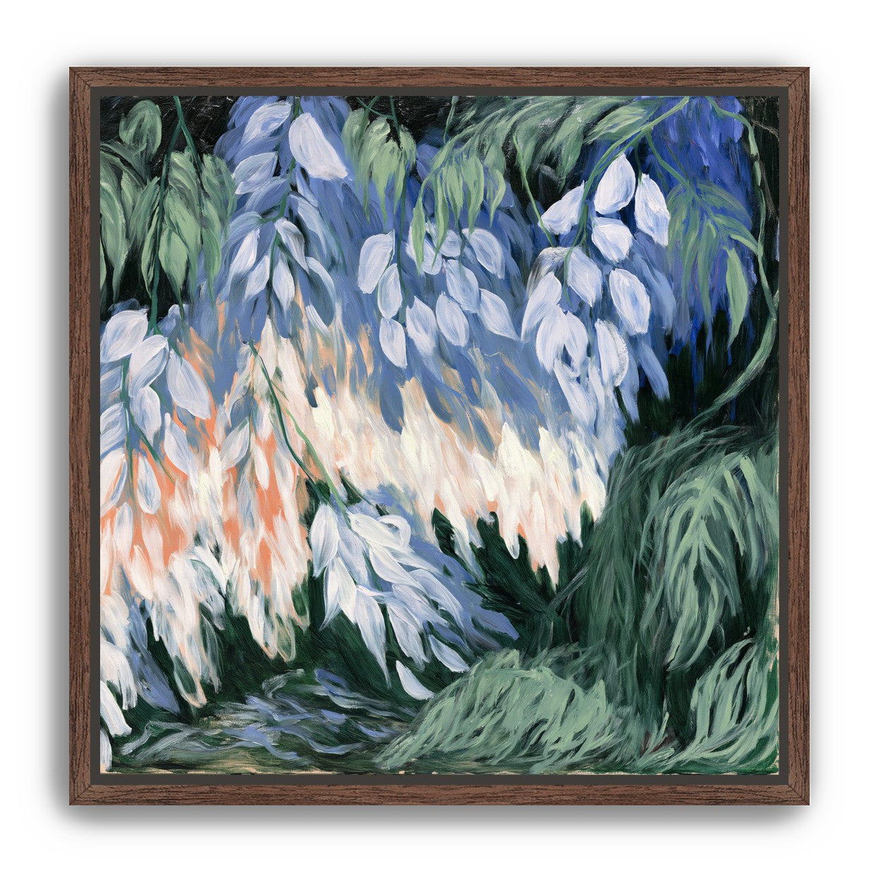 White blossoms in blue shade