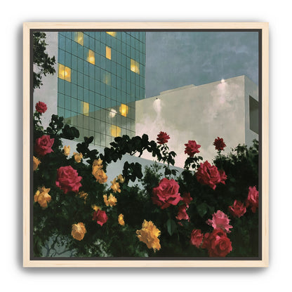 Roses under office lights