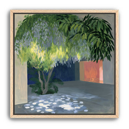 Spotted light under blossoms
