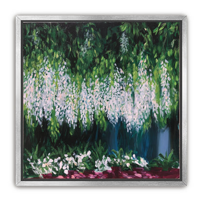 Pale blossoms in green shade