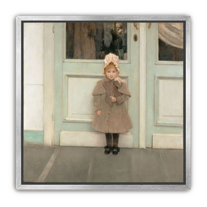 A child beneath pale doors