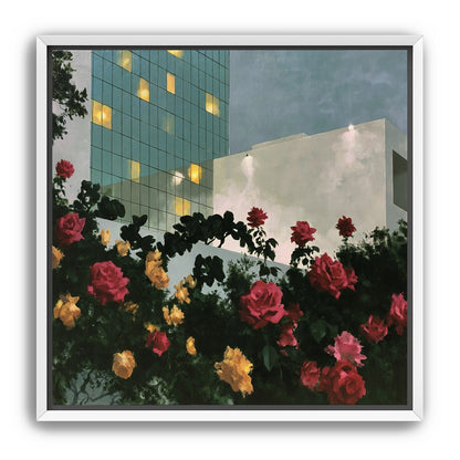 Roses under office lights