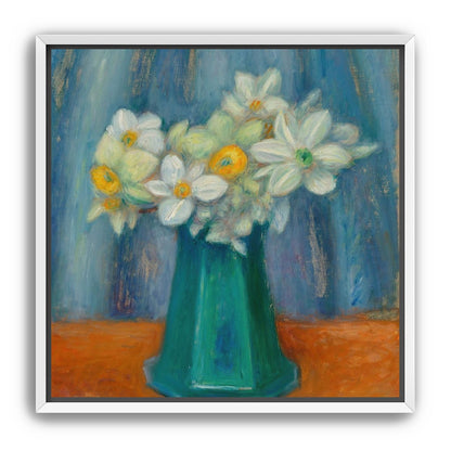 Daisies in green glass