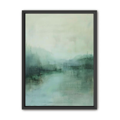 Misty harbor with boats