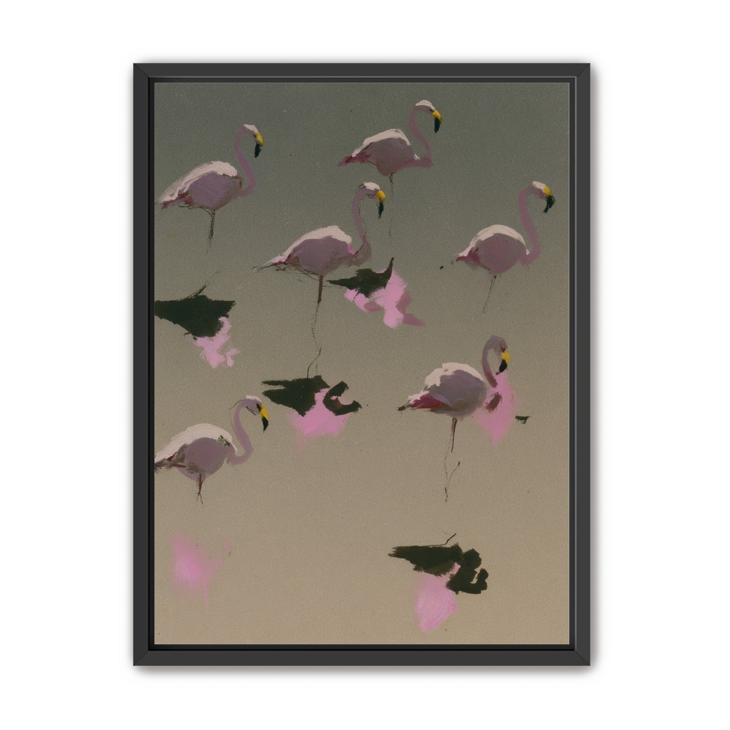 Flamingos in still water