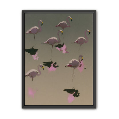 Flamingos in still water