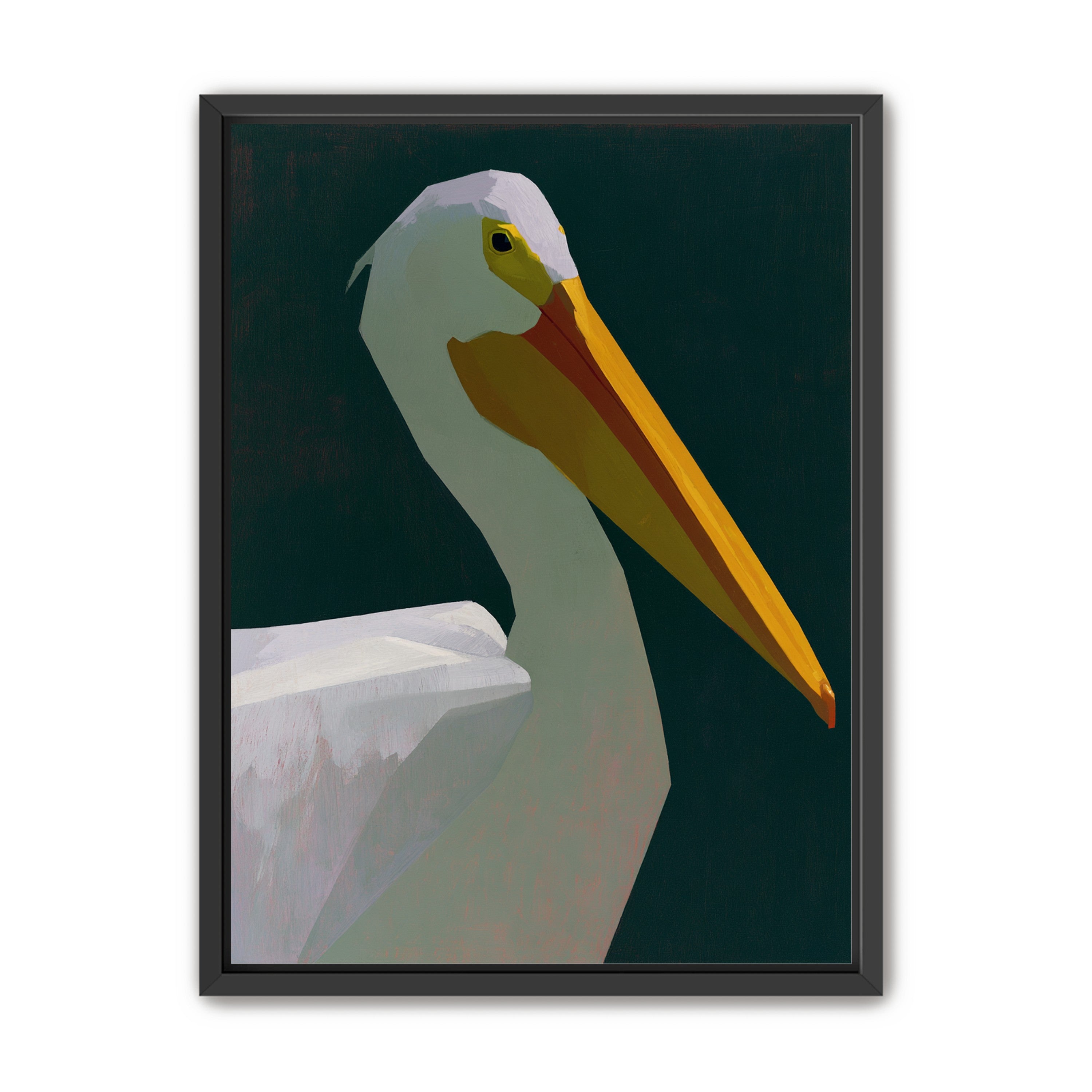 White pelican in deep green
