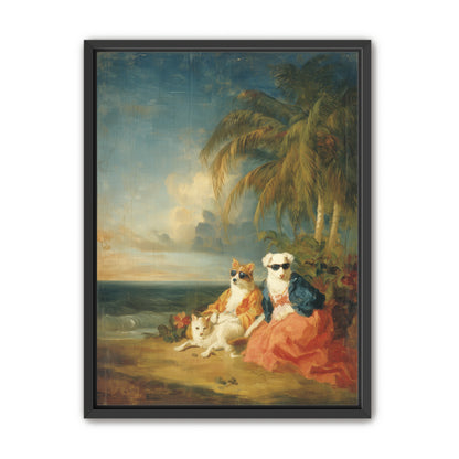 Sunglasses dogs under palms