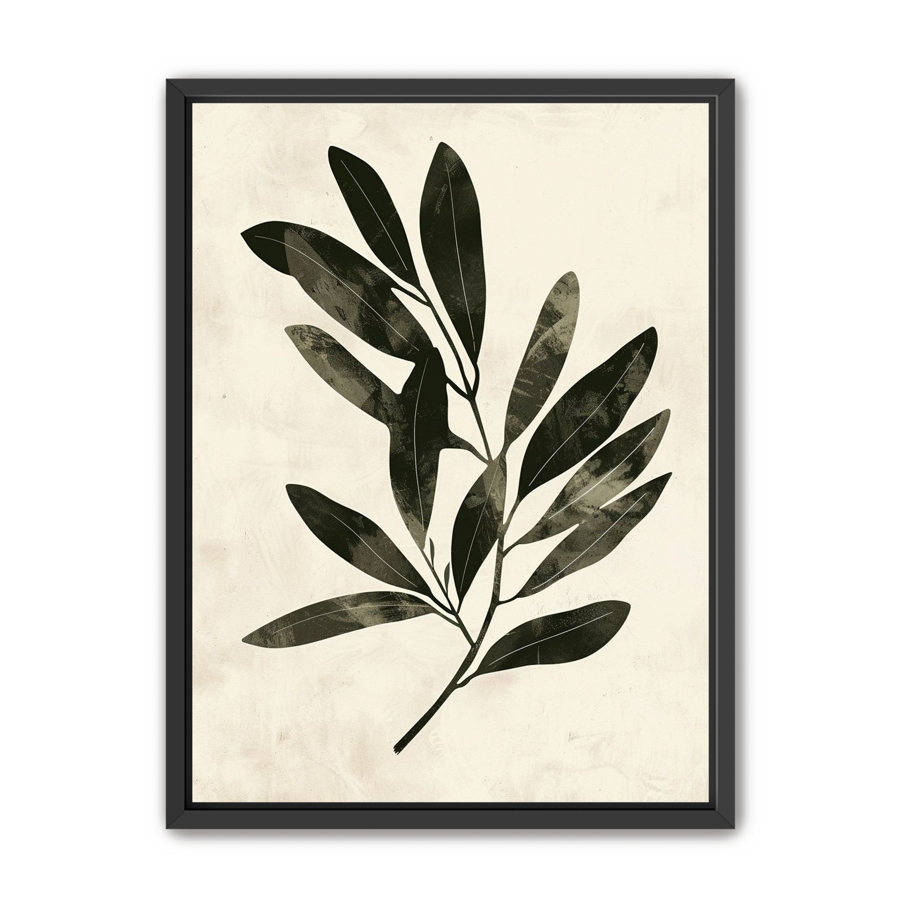 Charcoal leaves on ivory paper