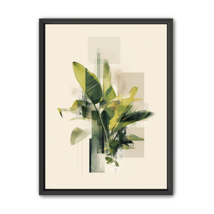Green leaves among glassy blocks