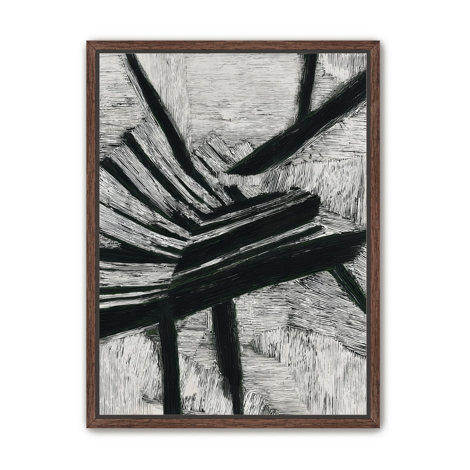 Black cuts through white grain