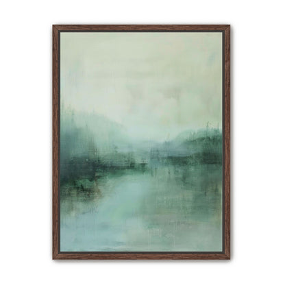 Misty harbor with boats