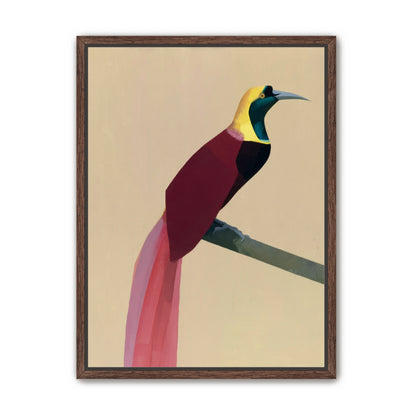 A bright bird on a branch