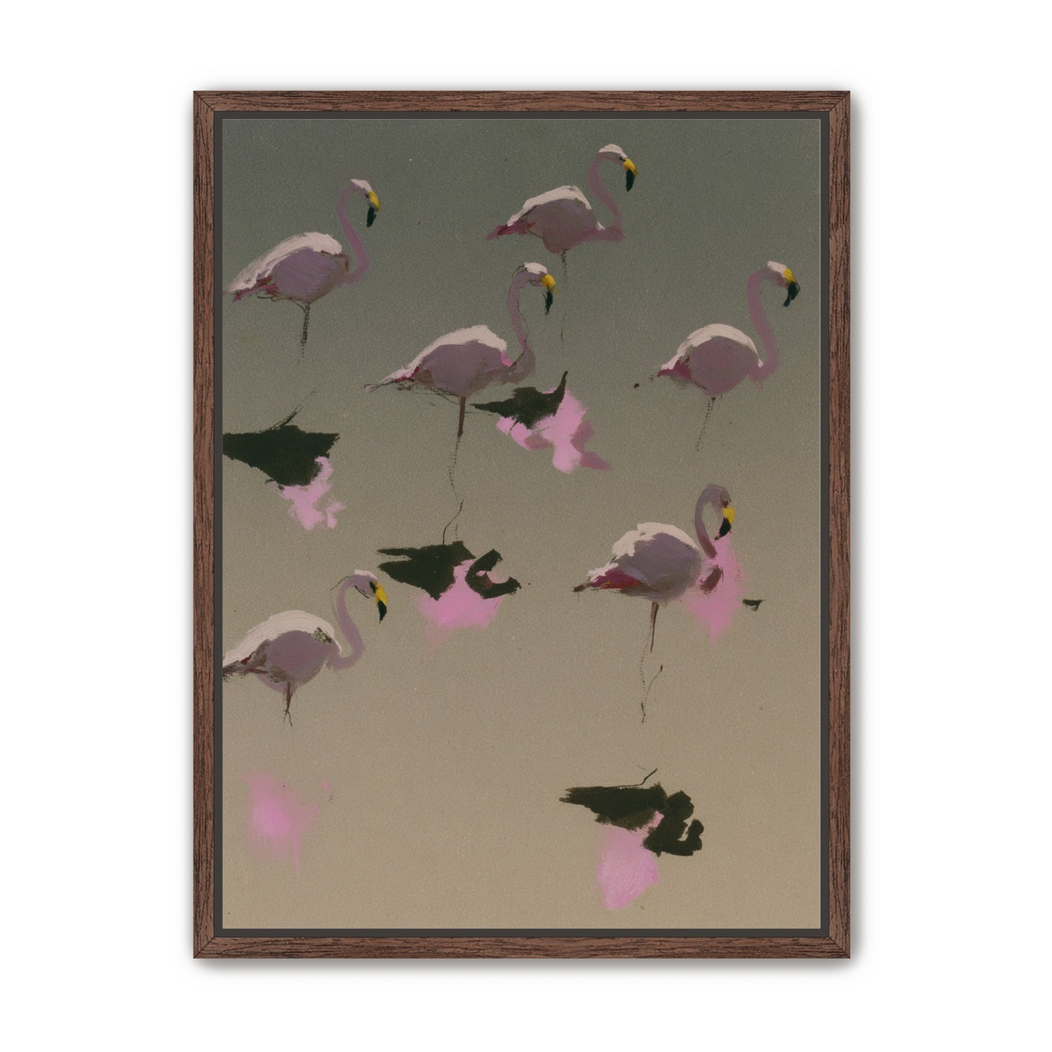 Flamingos in still water