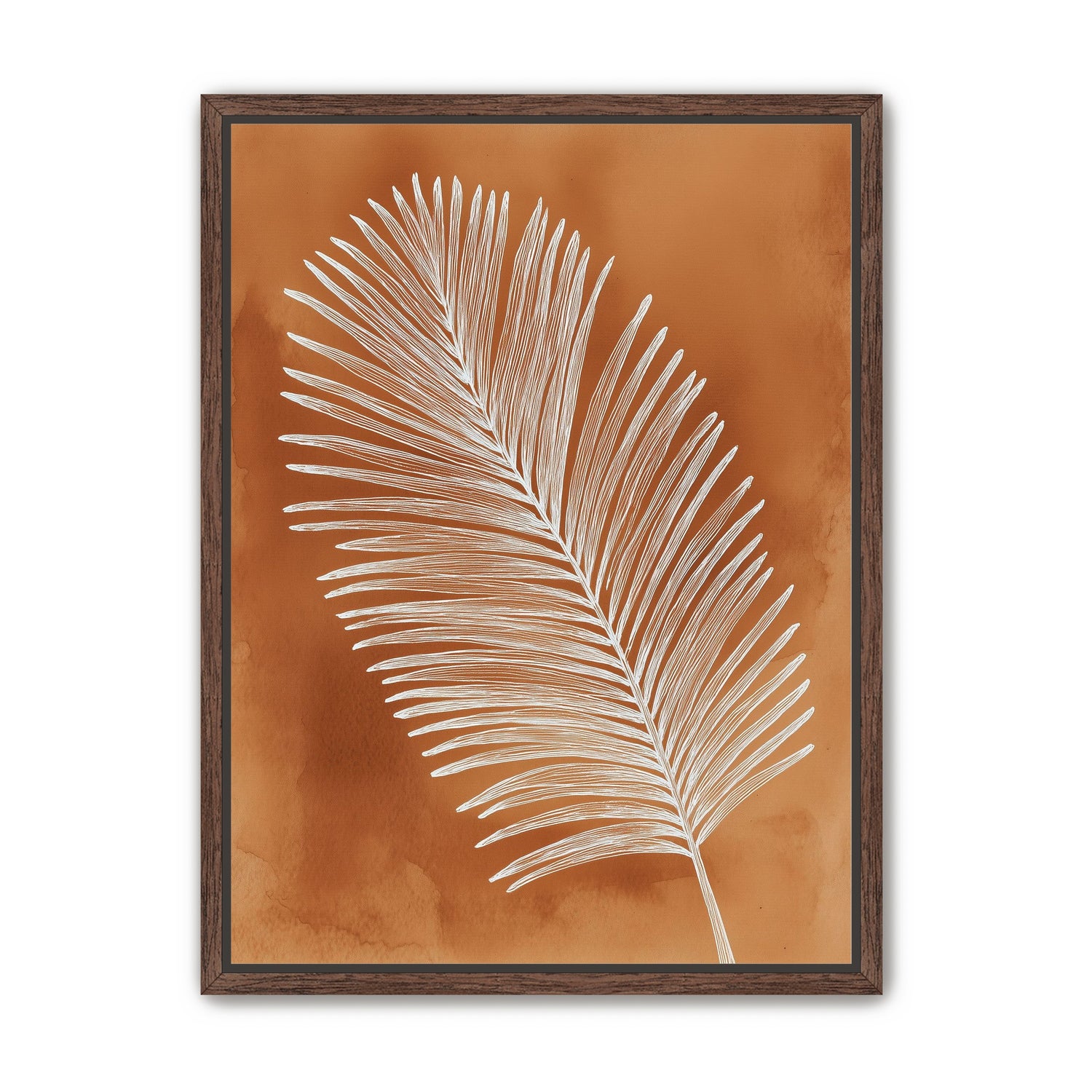 Palm frond in white ink