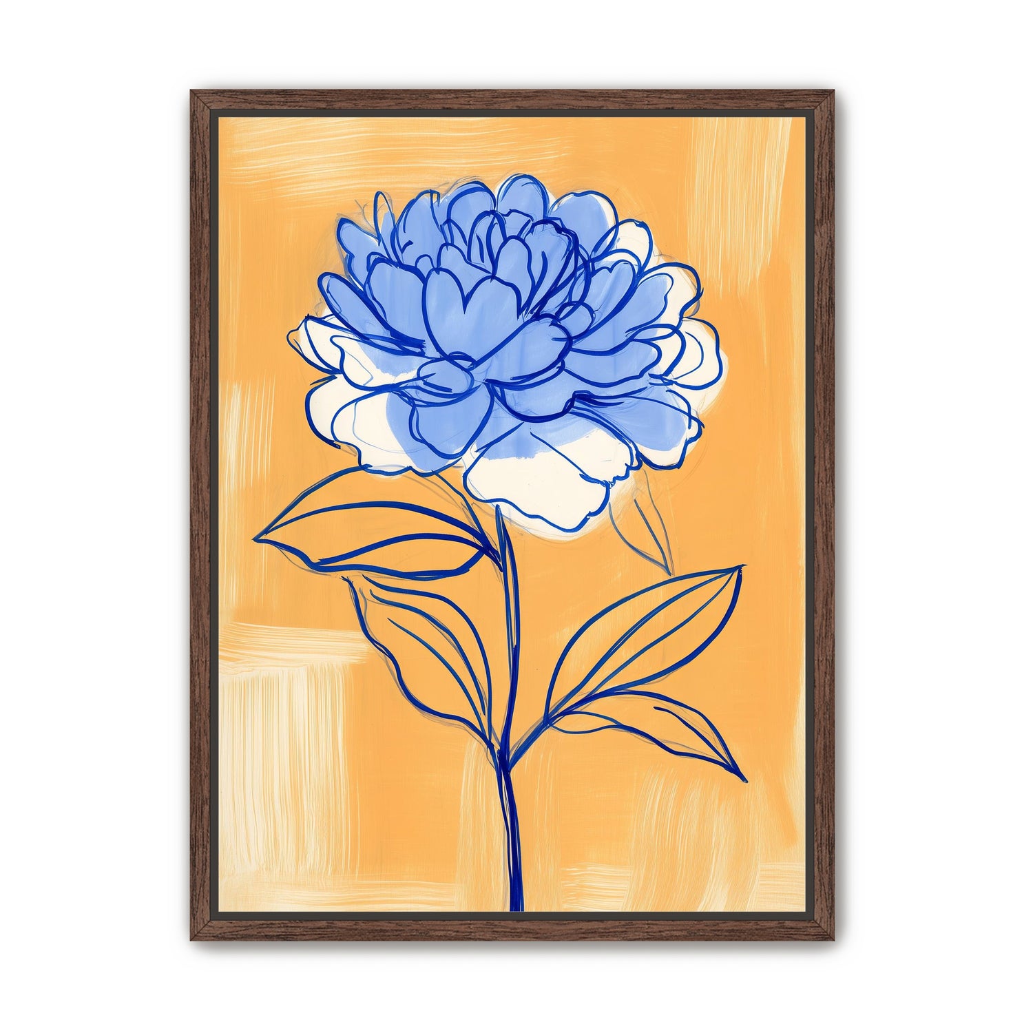Blue Flower on Orange Field