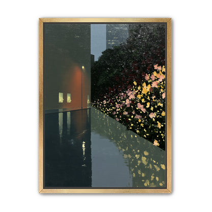 Flowers beside the wet wall