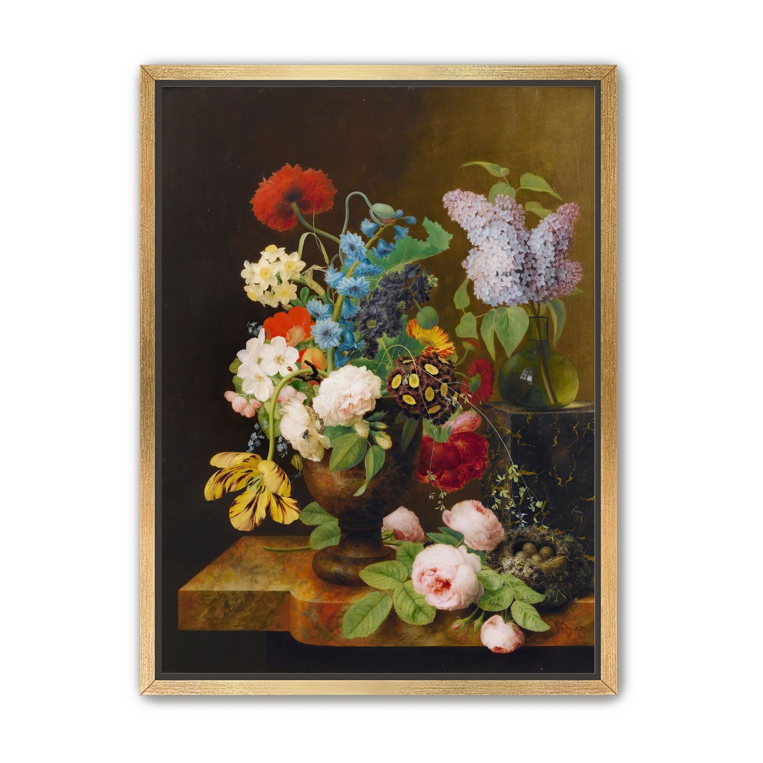 Fallen roses by the nest