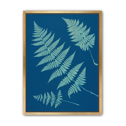 Pale ferns in deep blue