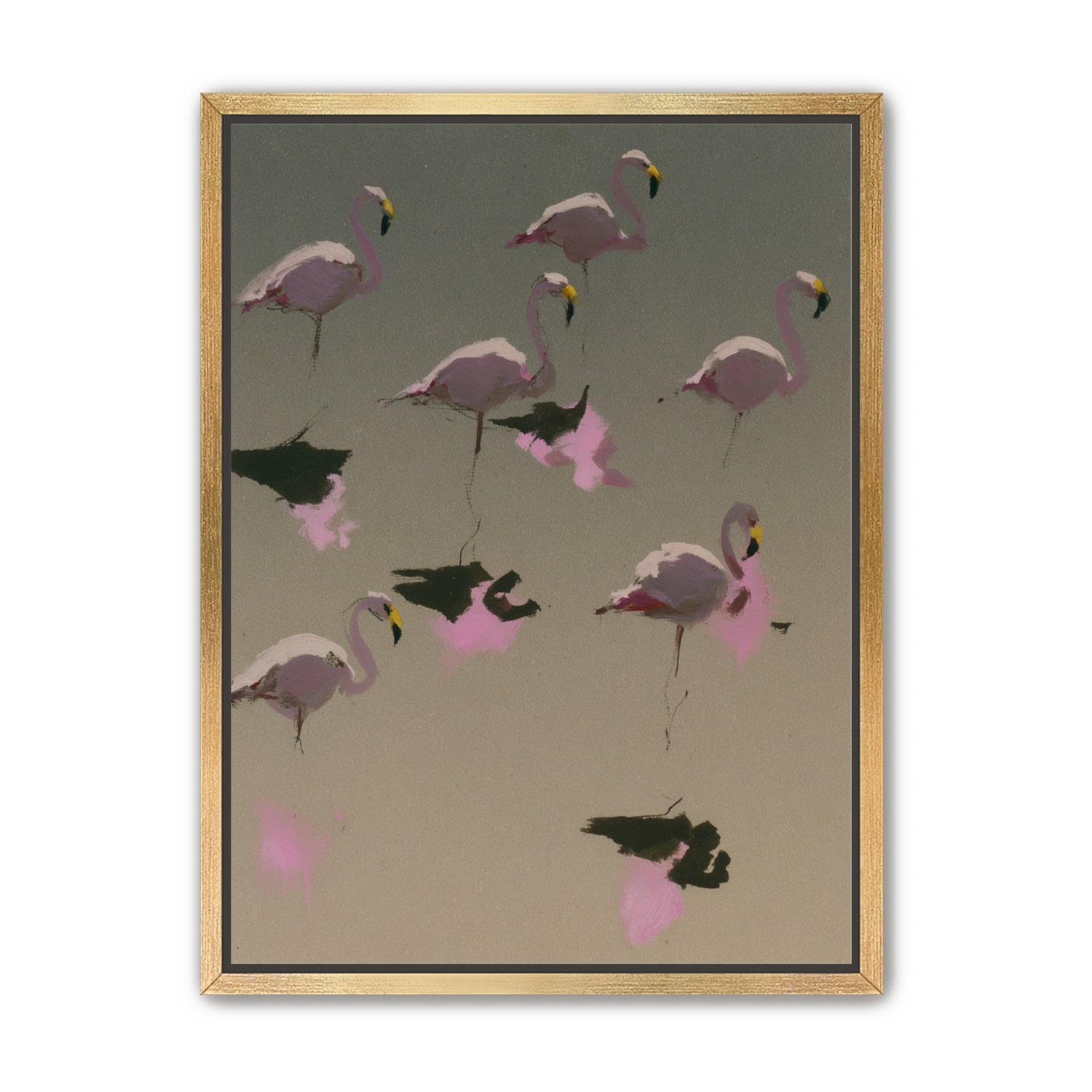 Flamingos in still water