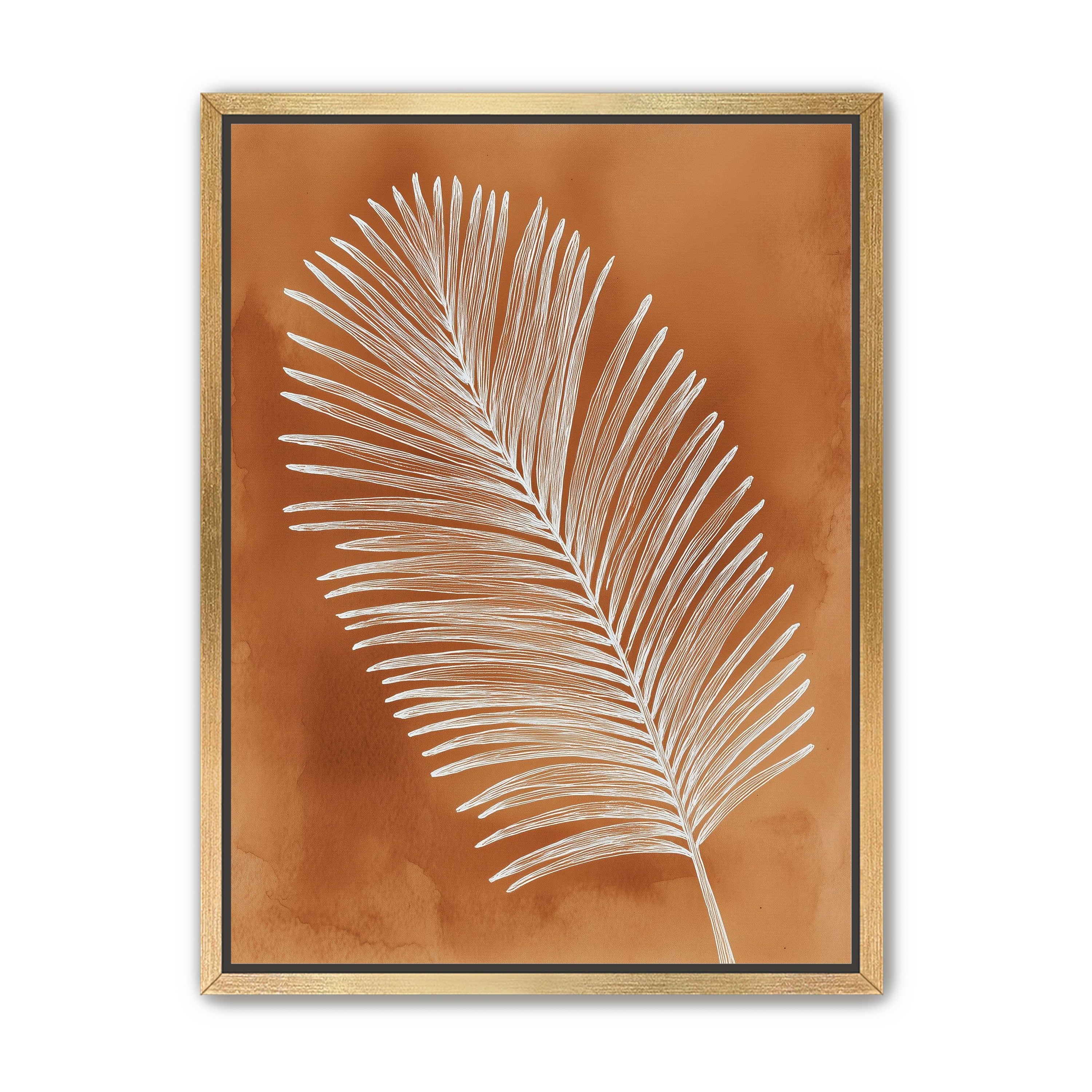 Palm frond in white ink