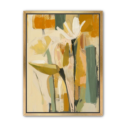 White flower in ochre blocks