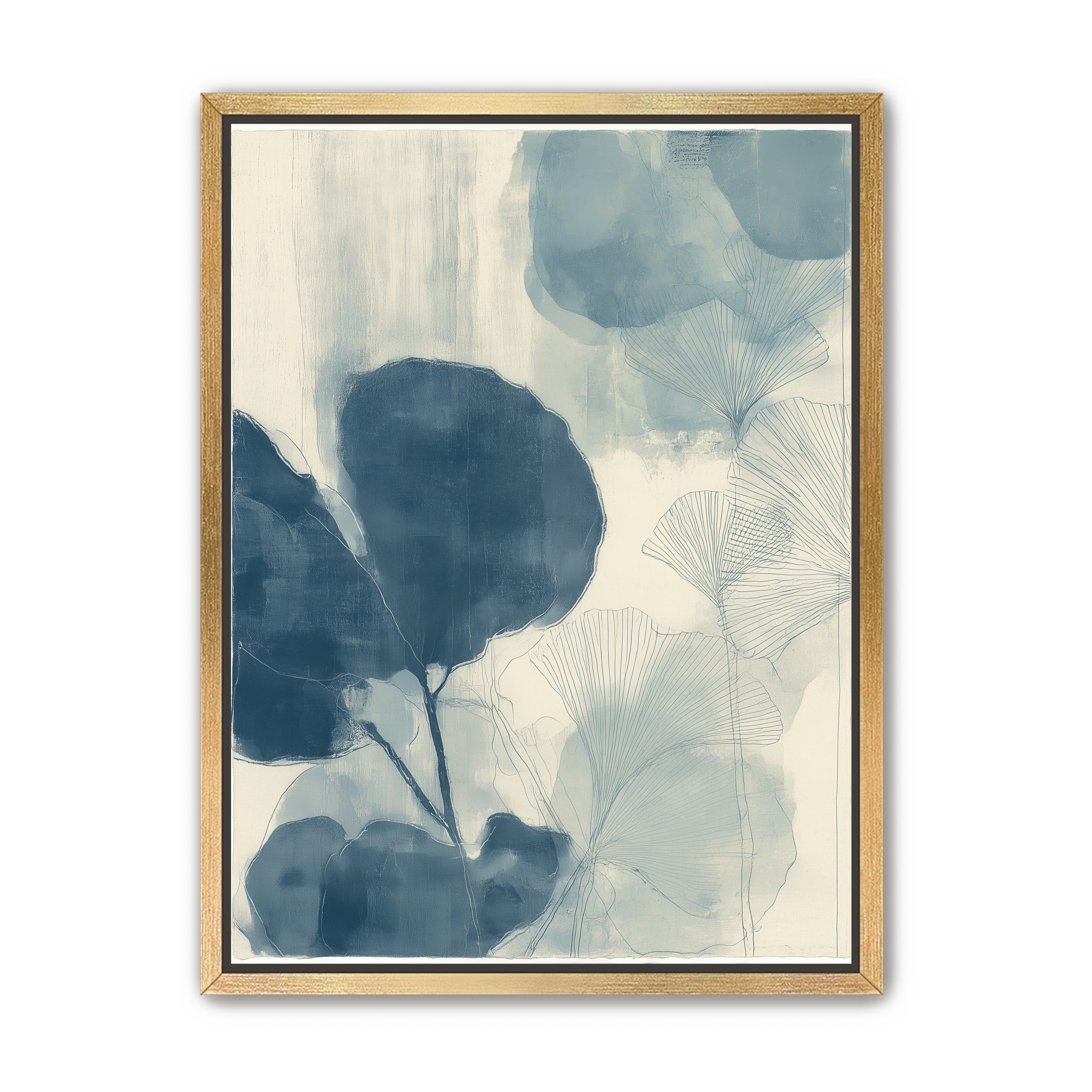 Indigo leaves on cream paper