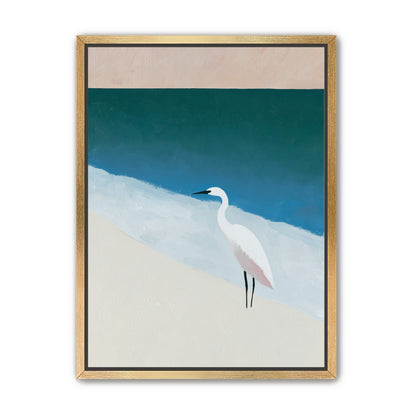White egret at the shoreline