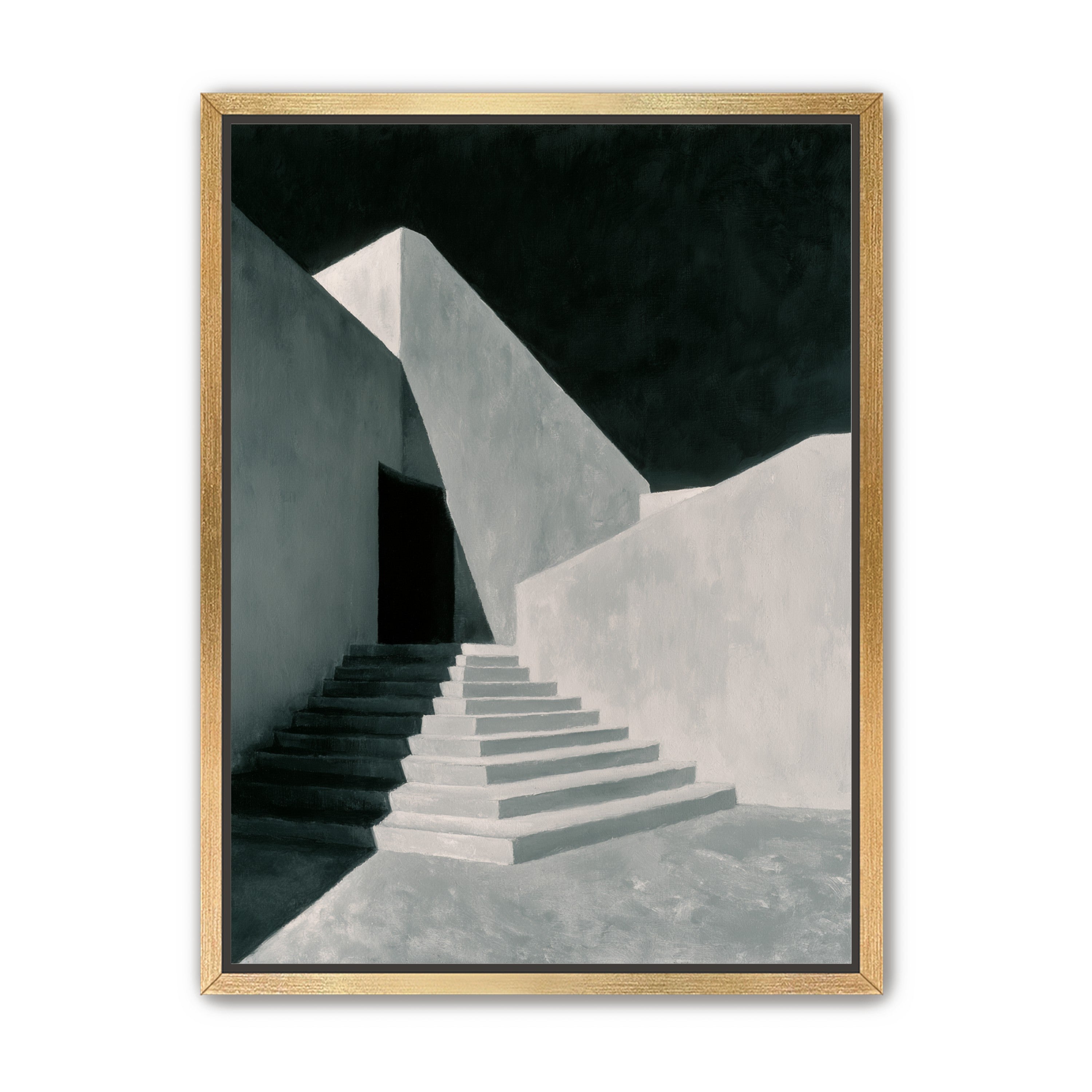 Stairs into the black doorway