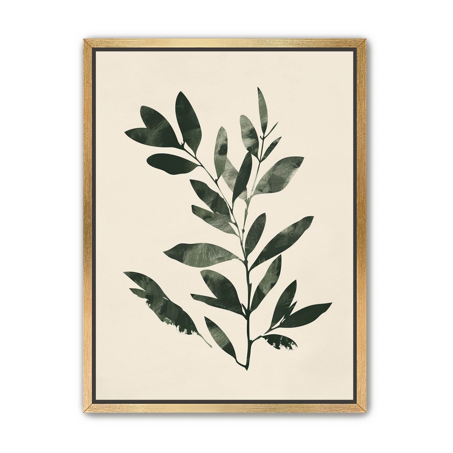 Dark green leaves on cream