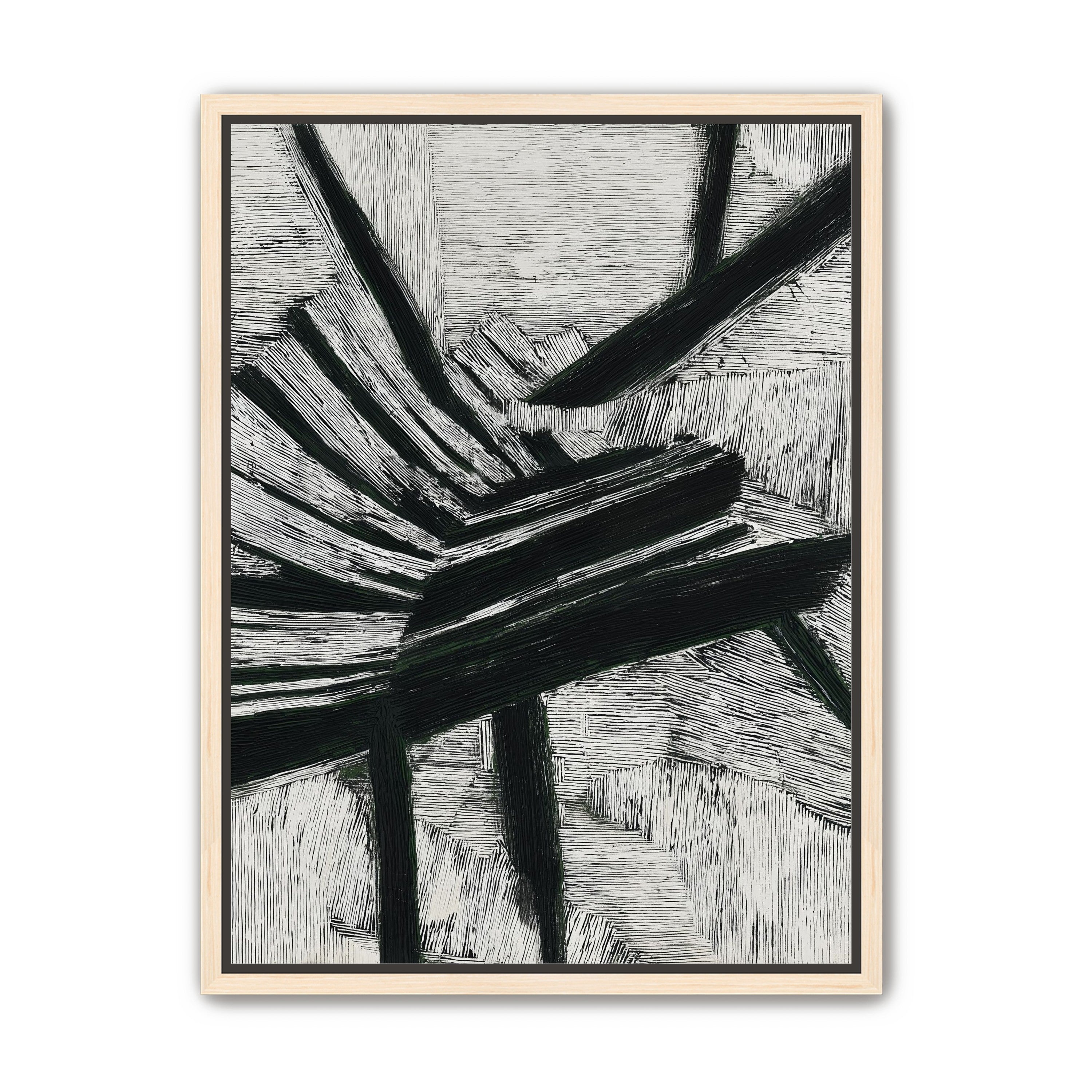 Black cuts through white grain
