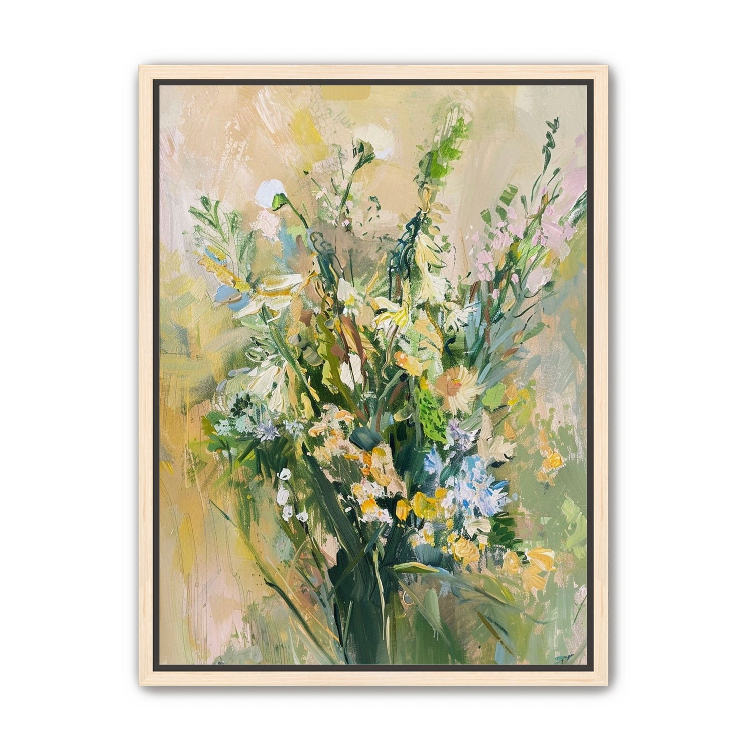 Wildflowers within pale light
