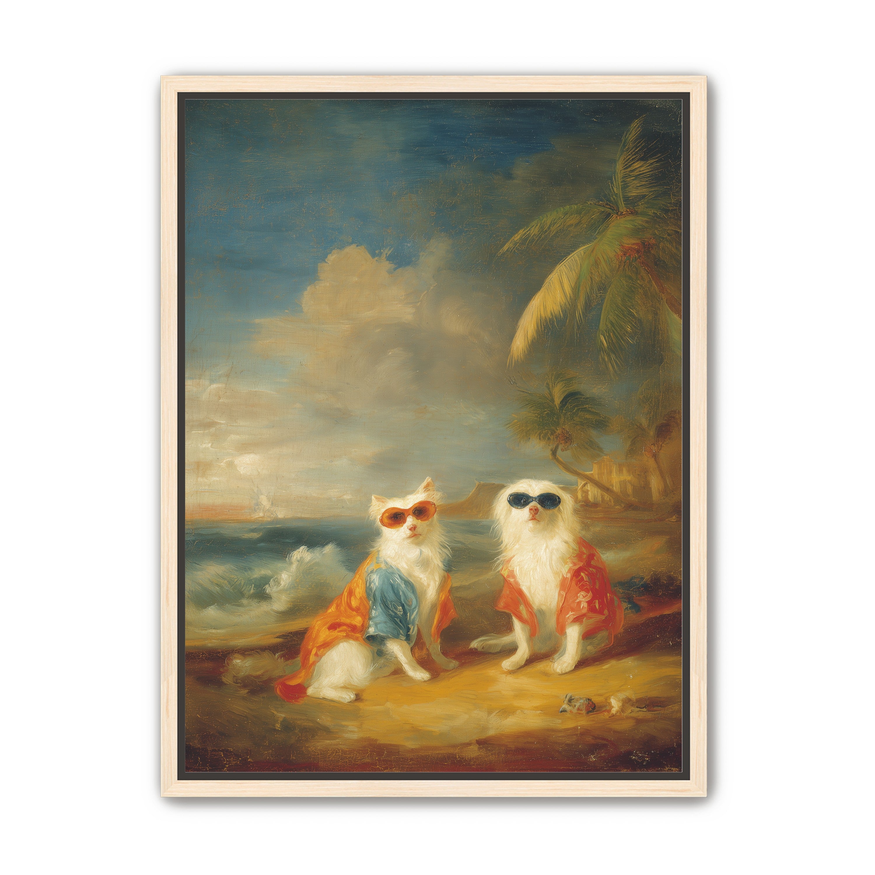 Sunglasses cats on the beach