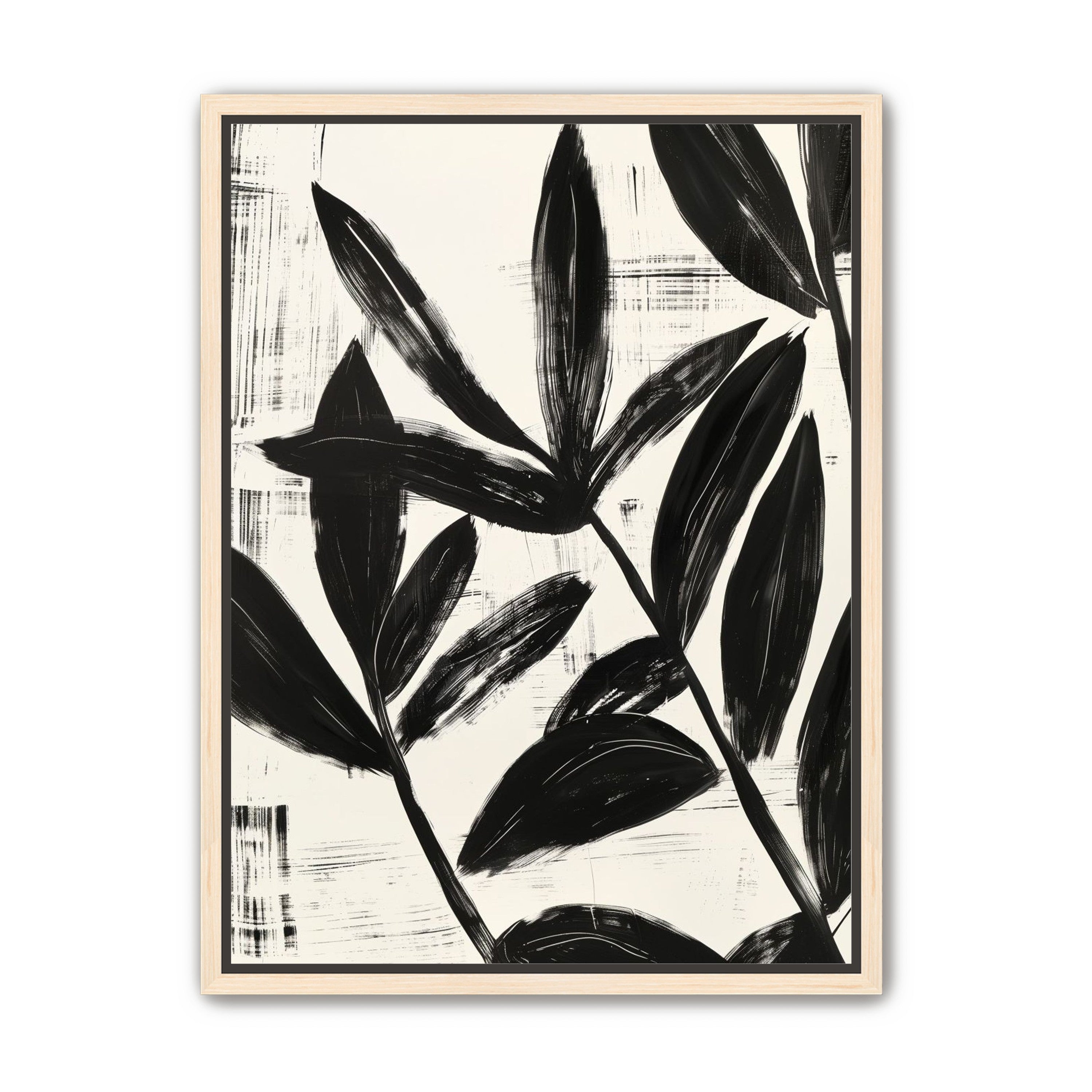 Black leaves on white grain
