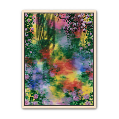 Blossoms over rainbow glass