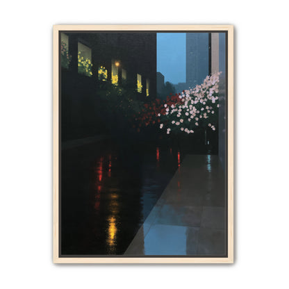 Flowers beside the wet windows