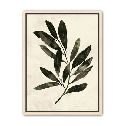 Charcoal leaves on ivory paper
