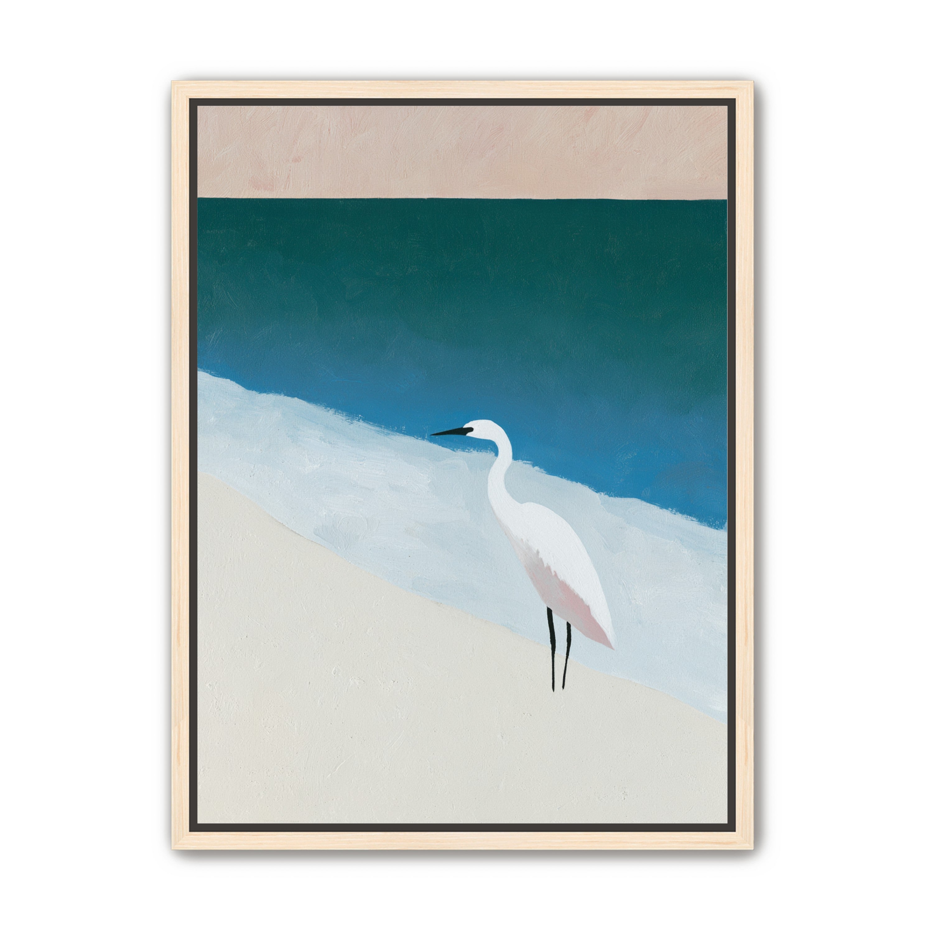 White egret at the shoreline